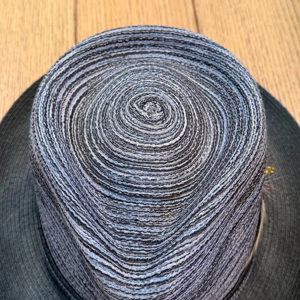 Stefeno Black Paul Straw Fedora Hat 7 1/4